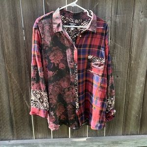 Johnny Was Silk Snap Up Blouse